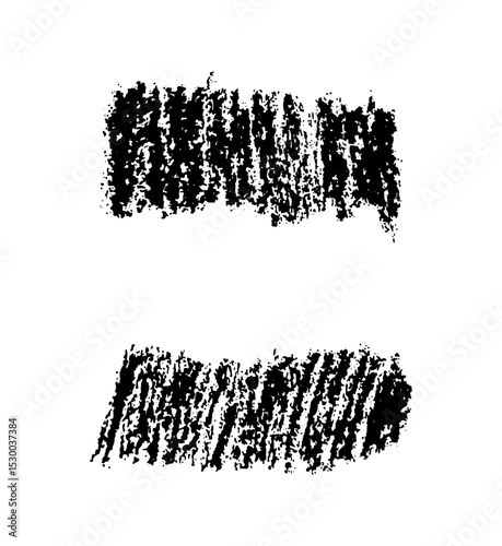 Brush set made with chalk and charcoal strokes black on white background