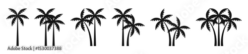 Palm tree icon set. Palms silhouettes. Palm icons. Vector flat. palm icons. EPS 10