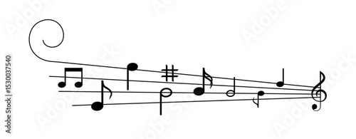 Music notes. Musical notes flow. Melody waves. Musical notes set.