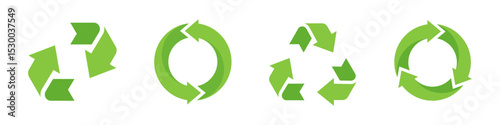 Recycling icons set. Recycling arrows. Rcycle and reuse vector icons. Vector