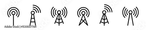 Antenna icon set. Antenna tower Icon. Communication Antenna. Wireless antenna. Radio antenna icon. Communication towers collection. Radio tower icons. EPS 10