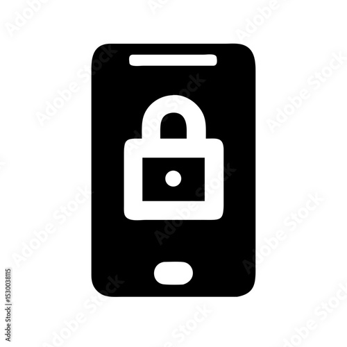 Locked Mobile Screen Vector Icon in Minimalist Black Design