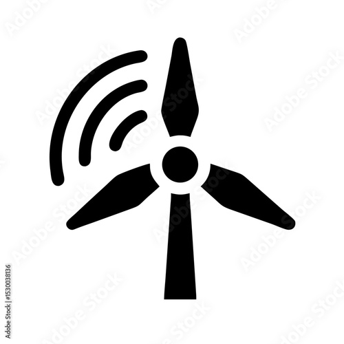 Minimal Black Vector Icon of Smart Wind Energy Tech