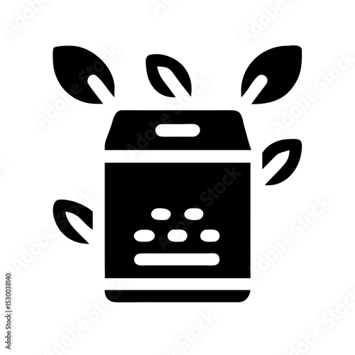 Smart Air Purifier Vector Icon with Eco Leaves in Minimalist Black
