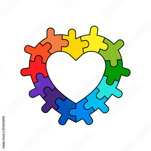  Heart puzzle concept design. Vector isolated on a white background.	