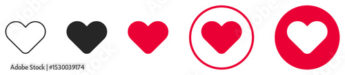Like icon button. Set of heart icons. representing likes, love, and engagement for social media and digital platforms