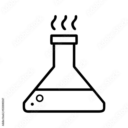 Laboratory flask with steam symbolizing chemical reaction  