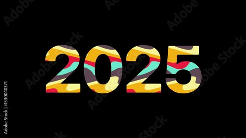 2025 animation video effect on black background