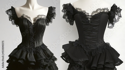A classic little black dress with lace details and a fitted bodice