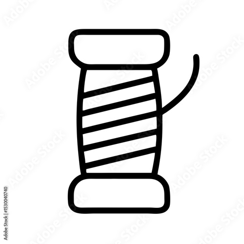 Spool of thread with needle in minimalist line art style  