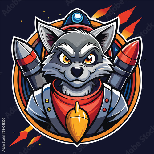 Raccoon Astronaut in Space with Rocket
