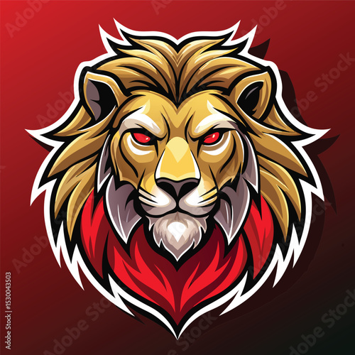 Lion Mascot Head with Golden Mane