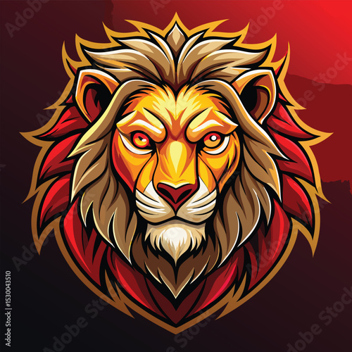 Vibrant Lion Mascot Head for Gaming and Esports