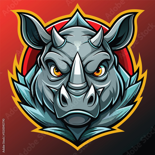 Fierce Rhino Head Mascot for Team Branding and Esports