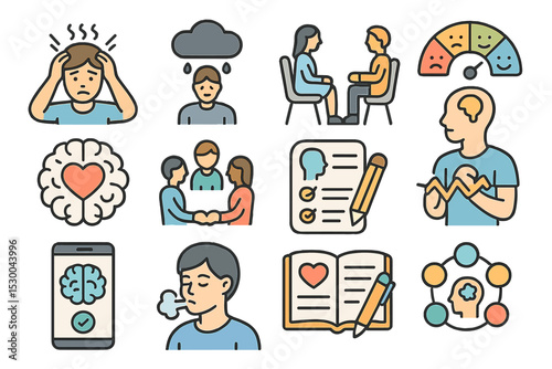 Mental health and wellness icons