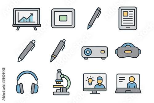 Digital technology icons - gadgets, devices, and tools collection
