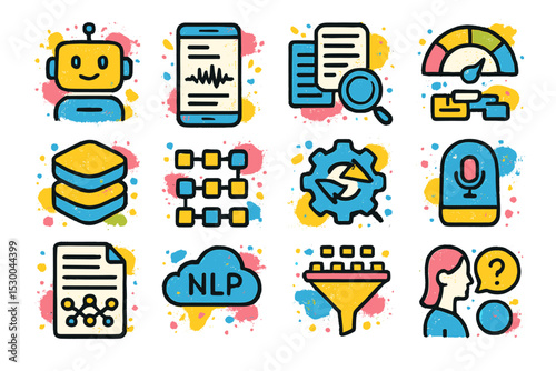 Bright ai icons highlighting nlp and machine learning concepts