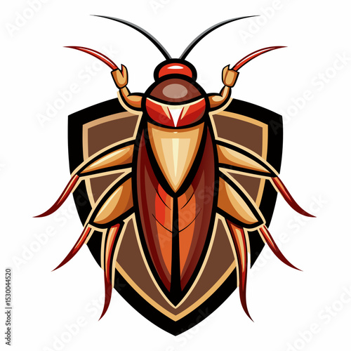 Isolated Cockroach Logo Design on White Background for Pest Control or Scientific Illustration Projects