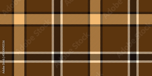 Seamless Brown and Tan Plaid Pattern with Black and Cream Accents in a Classic Checkered Design for Textiles and Rustic Decorative Backgrounds