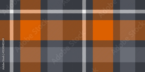 Bold Plaid Pattern in Gray, Orange, and White - Modern Geometric Textile Design
