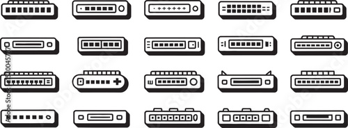 Black and White Website Onboarding Flow Icons interface