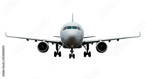 White airplane front view on a white background photo