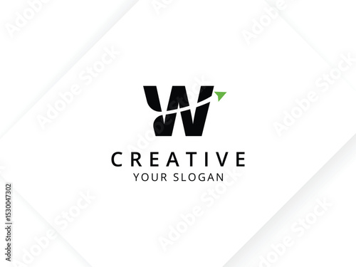 Minimalist Letter W with arrow logo design. Monogram logo vector template