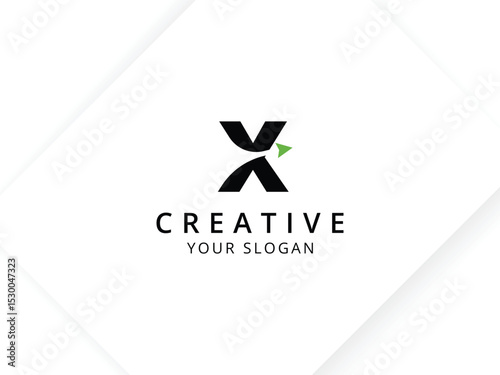 Minimalist Letter X with arrow logo design. Monogram logo vector template