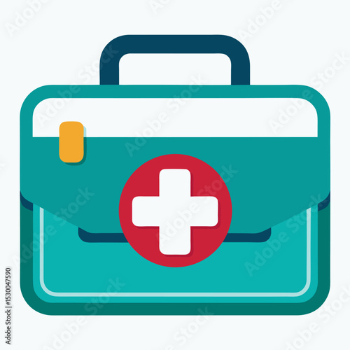 First Aid Kit Icon Design with Medical Cross on a Clean White Background for Healthcare