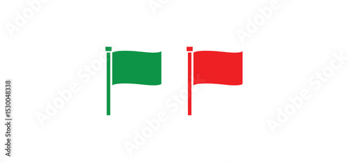 simple green flag and red flag flat symbol and icon vector