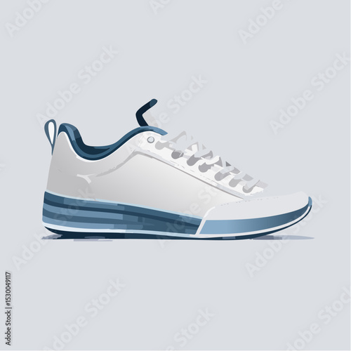 Minimal vector of a clean white sneaker, modern and centered for product design.