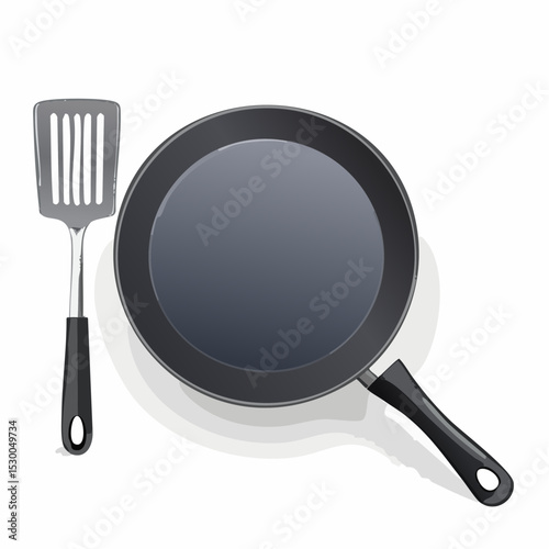 Frying Pan and Spatula Kitchen Essentials for Cooking