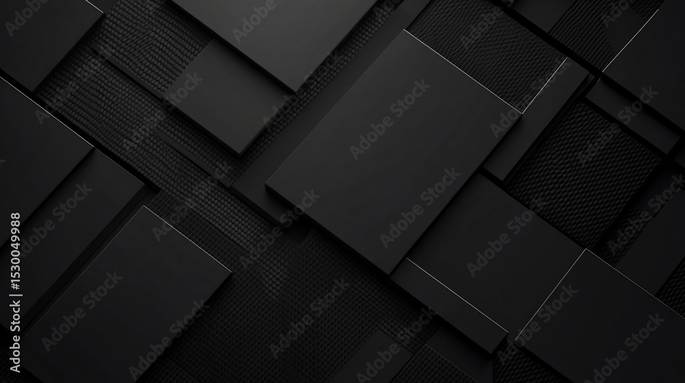 Fototapeta premium Monochromatic Layers: A Minimalist Geometric Composition in Matte Black