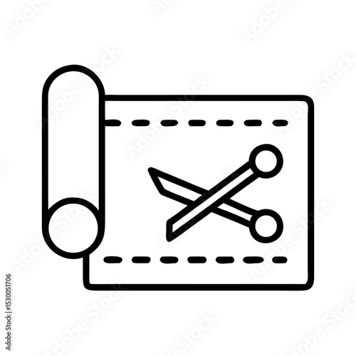 Cutting mat with scissors graphic design in black and white   
