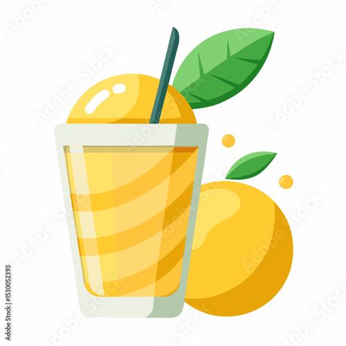 Illustration of a refreshing mango shake in a glass a healthy drink smoothie with ingredients