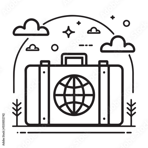 icon vector bag suitcase symbol, travel, illustration, business, case,