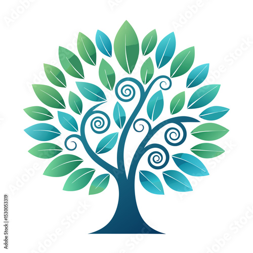 3D Spiral Tree Logo – Transparent Background