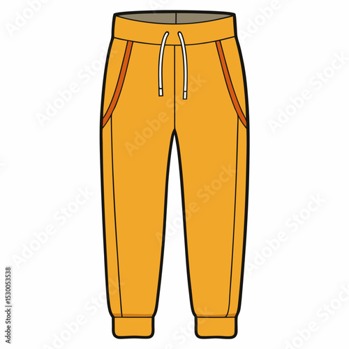 Technical Fashion Flat Sketch of Sweatpants in Vector Format for Apparel Design and Manufacturing
