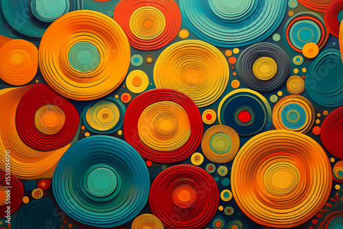 Colorful 3D Layered Paper Art Abstract Circles Texture	