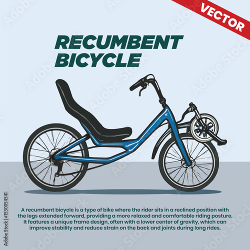 Recumbent bike vector infographic including explanation