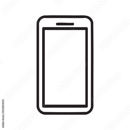 Smartphone Icon: A minimalist line art illustration of a modern smartphone, representing connectivity, technology, and mobile communication in a clean, easily adaptable graphic.