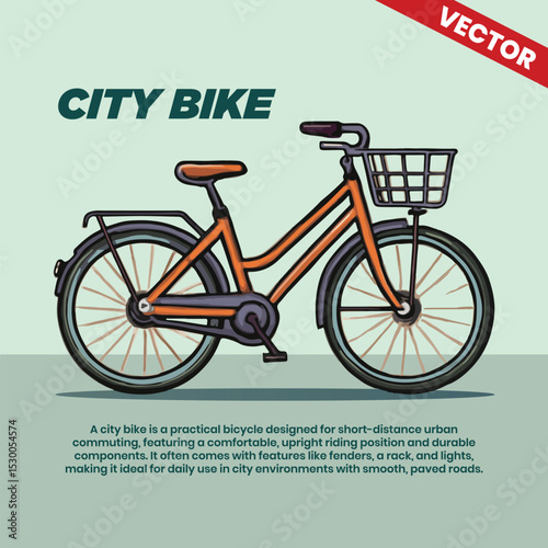 City bike vector infographic including explanation