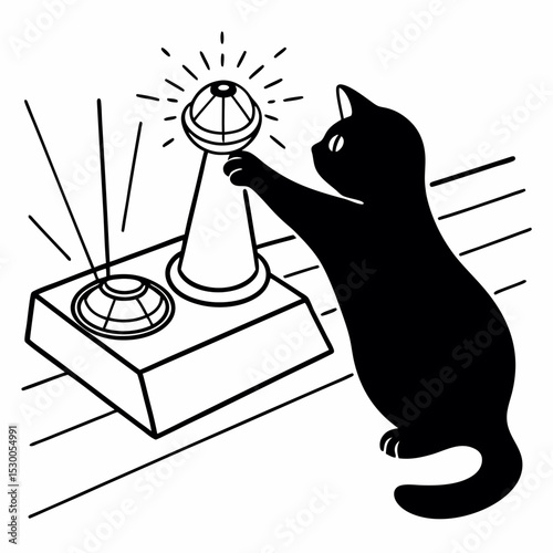 Cat Playing with Toy - Pet Entertainment Icon

