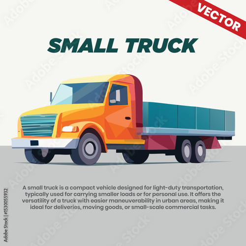 Small truck vector infographic including explanation