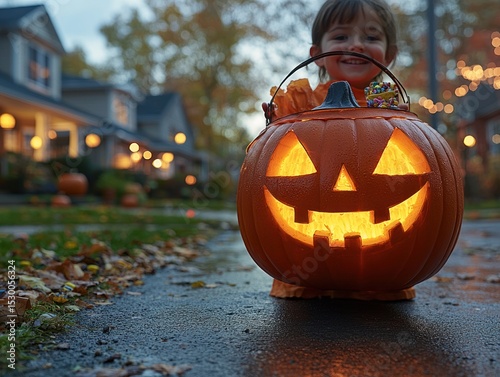 Happy child with jack-o'-lantern