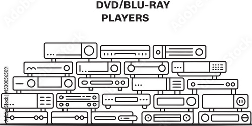 Stacked Black Line Art D V D Blu Ray Players DVD player