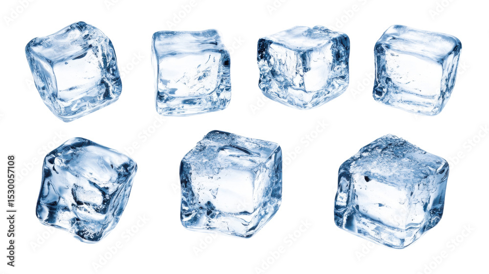 Fototapeta premium Set of ice cubes on white background 