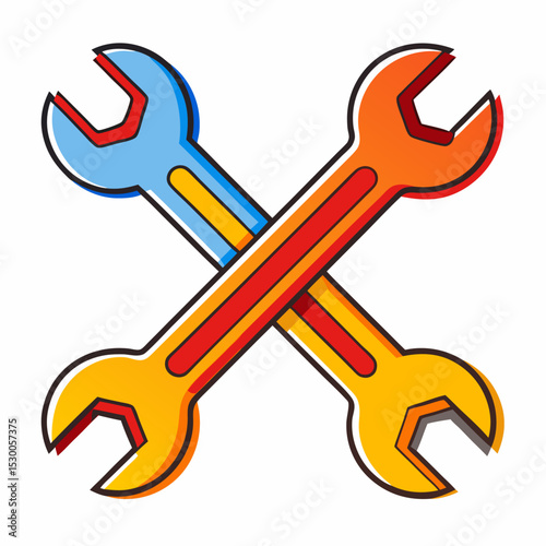Two variations of a vector wrench design perfect for construction repair or maintenance themed projects on