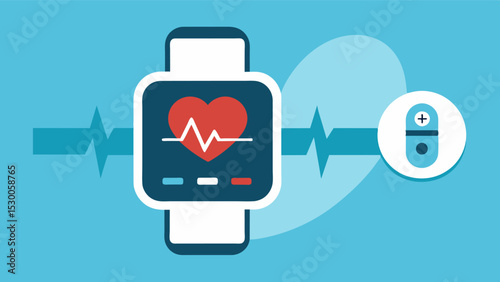 A wearable device that continuously monitors a persons heart rate and pressure alerting emergency services if levels become dangerously high or low.. Vector illustration