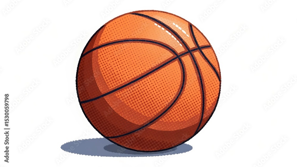 Fototapeta premium Orange Basketball Pixel Art – Retro 8-Bit Sports Ball with Seam Lines on White Background